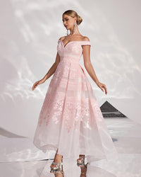 HKM-205011 Elegant Pink Evening Dress with Subtle Detailing - EZ25166