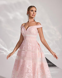HKM-205011 Elegant Pink Evening Dress with Subtle Detailing - EZ25166