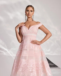 HKM-205011 Elegant Pink Evening Dress with Subtle Detailing - EZ25166