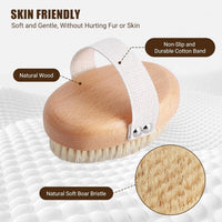 HKM-790739 Ergonomic Soft Boar Bristle Pet Brush for Short Haired Dogs and Cats, Reduces Shedding, Gentle on Skin
