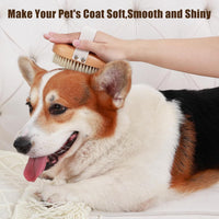 HKM-790739 Ergonomic Soft Boar Bristle Pet Brush for Short Haired Dogs and Cats, Reduces Shedding, Gentle on Skin
