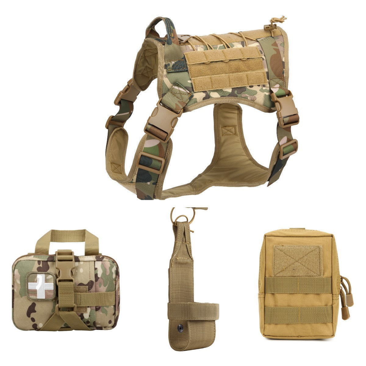HKM-204179 Camouflage Tactical Training Vest for Large Dogs - Durable Nylon Pet Apparel