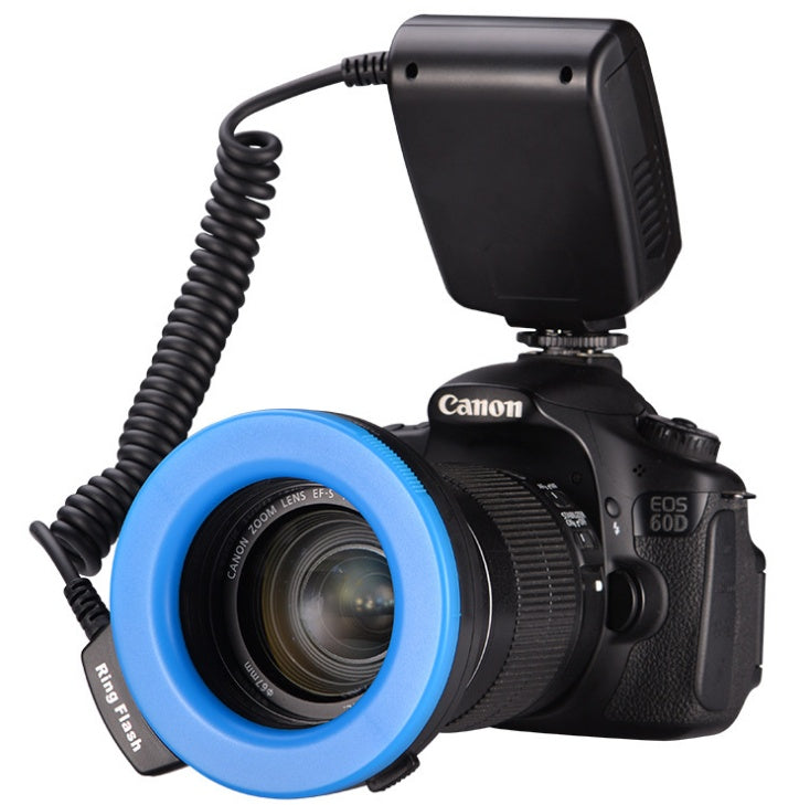 KTX-217043 Ring Flash with LCD Display for Macro Photography - Adjustable Brightness, 8 Adapter Rings, 4 Color Diffusers