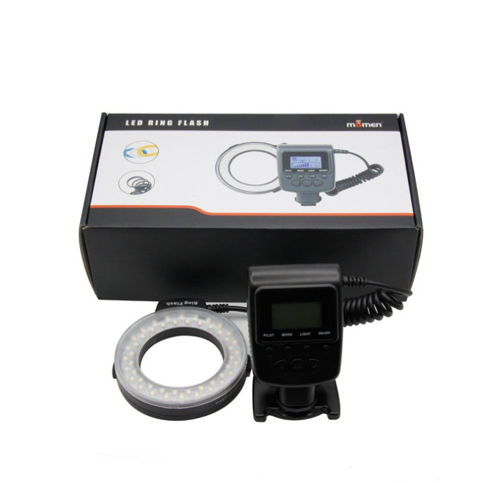 KTX-217043 Ring Flash with LCD Display for Macro Photography - Adjustable Brightness, 8 Adapter Rings, 4 Color Diffusers