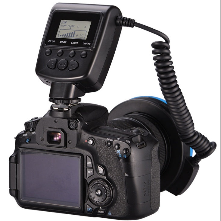 KTX-217043 Ring Flash with LCD Display for Macro Photography - Adjustable Brightness, 8 Adapter Rings, 4 Color Diffusers