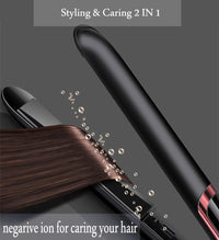 HKM-551891 Gold Ceramic Hair Straightener with LED Display, Adjustable Temperature for Wet and Dry Hair, 21mm-30mm Curling Iron