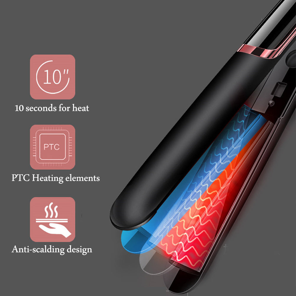 KTX-551891 Gold Ceramic Hair Straightener with LED Display, Adjustable Temperature for Wet and Dry Hair, 21mm-30mm Curling Iron