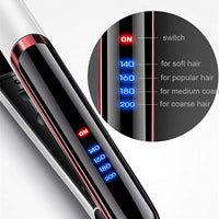 HKM-551891 Gold Ceramic Hair Straightener with LED Display, Adjustable Temperature for Wet and Dry Hair, 21mm-30mm Curling Iron