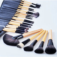 HKM-722067 24-Piece Wooden Handle Makeup Brush Set with High-Grade Animal Hair Bristles