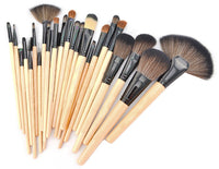 HKM-722067 24-Piece Wooden Handle Makeup Brush Set with High-Grade Animal Hair Bristles