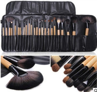 HKM-722067 24-Piece Wooden Handle Makeup Brush Set with High-Grade Animal Hair Bristles