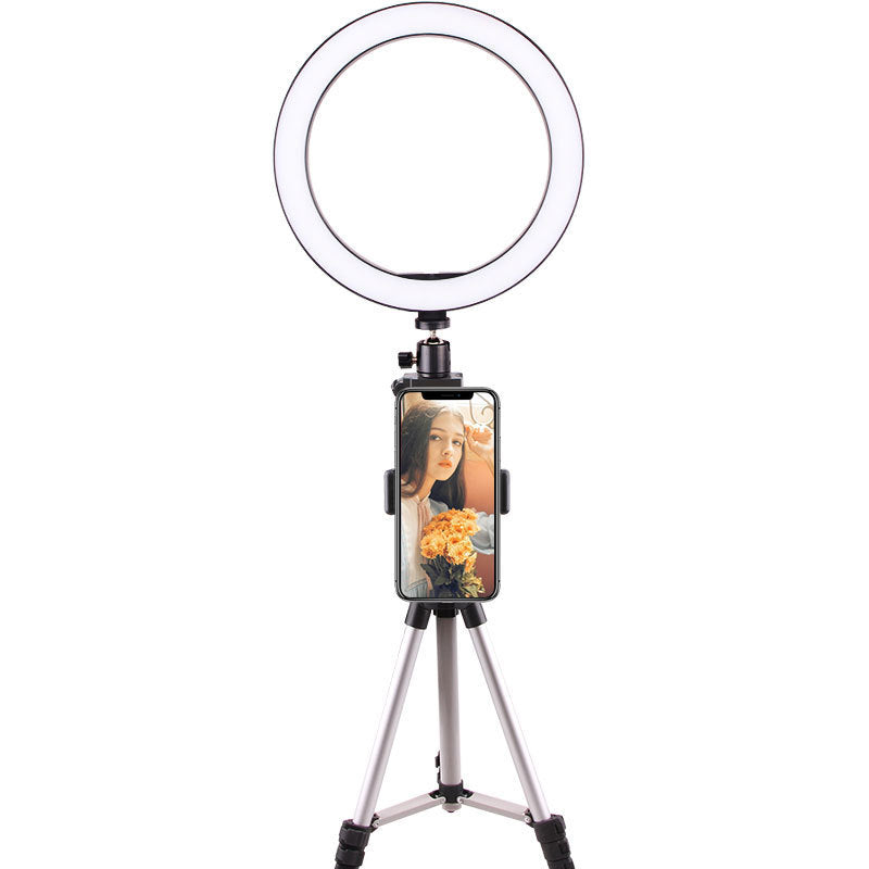KTX-789907 Universal LED Ring Light with Bluetooth Remote and Tripod, 26cm Fill Light for Desktop Live Streaming