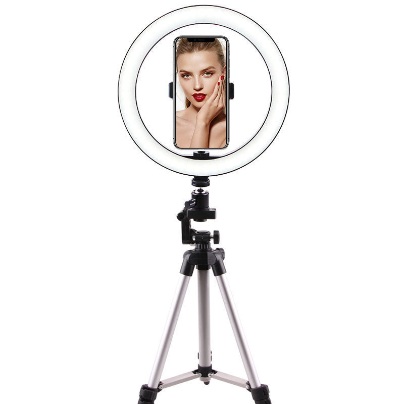 KTX-789907 Universal LED Ring Light with Bluetooth Remote and Tripod, 26cm Fill Light for Desktop Live Streaming