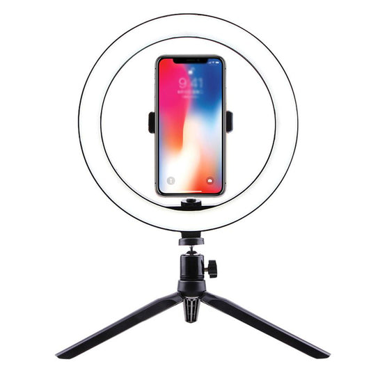 KTX-789907 Universal LED Ring Light with Bluetooth Remote and Tripod, 26cm Fill Light for Desktop Live Streaming