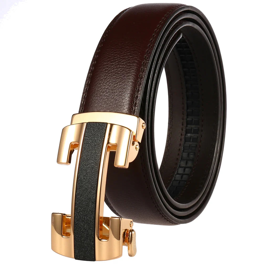 HKM-070803 Luxury Genuine Leather Men's Automatic Buckle Belt