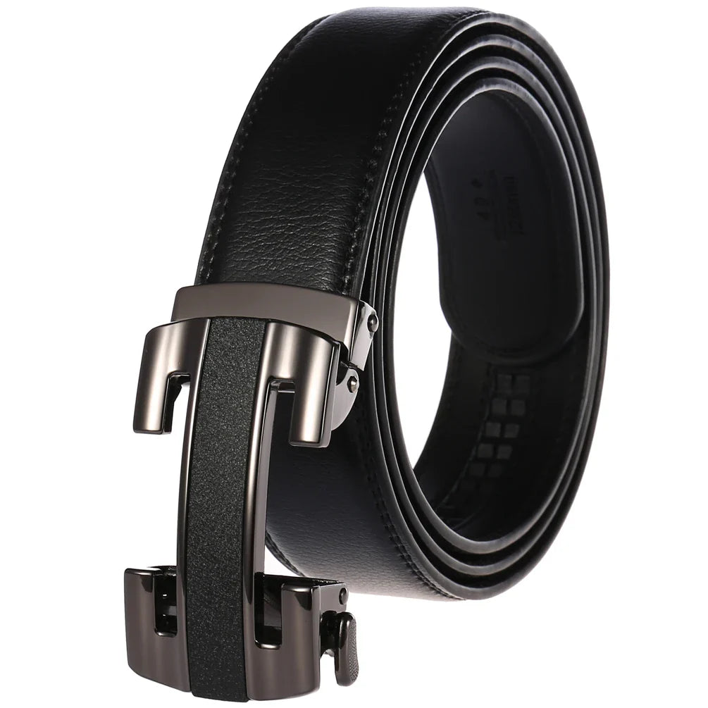 HKM-070803 Luxury Genuine Leather Men's Automatic Buckle Belt