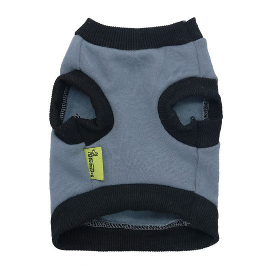 JMT-242762 Cozy Gray Fleece Dog Vest with Black Trim for Small Dogs