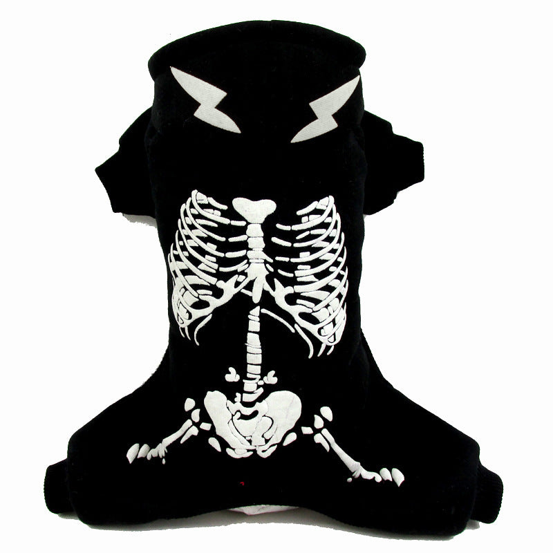 HKM-950291 Luminous Skeleton Print Black Dog Sweater for Halloween - Size S, M, L, XL