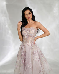 HKM-072787 Elegant Pink Evening Gown for Women, Style EZ25137