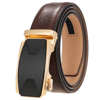 HKM-086611 Automatic Buckle Leather Belt with Simple Alloy Buckle for Men