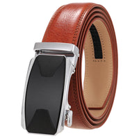 HKM-086611 Automatic Buckle Leather Belt with Simple Alloy Buckle for Men