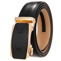 HKM-086611 Automatic Buckle Leather Belt with Simple Alloy Buckle for Men