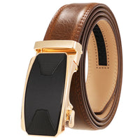 HKM-086611 Automatic Buckle Leather Belt with Simple Alloy Buckle for Men