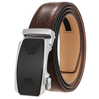 HKM-086611 Automatic Buckle Leather Belt with Simple Alloy Buckle for Men