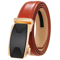 HKM-086611 Automatic Buckle Leather Belt with Simple Alloy Buckle for Men