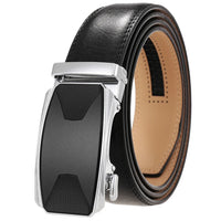 HKM-086611 Automatic Buckle Leather Belt with Simple Alloy Buckle for Men