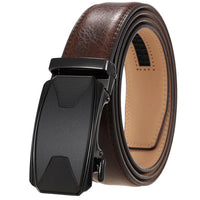 HKM-086611 Automatic Buckle Leather Belt with Simple Alloy Buckle for Men