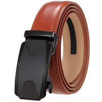 HKM-086611 Automatic Buckle Leather Belt with Simple Alloy Buckle for Men