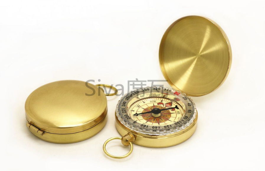 KTX-709523 Copper Pocket Watch Compass - Metal Flip Outdoor Navigation Tool
