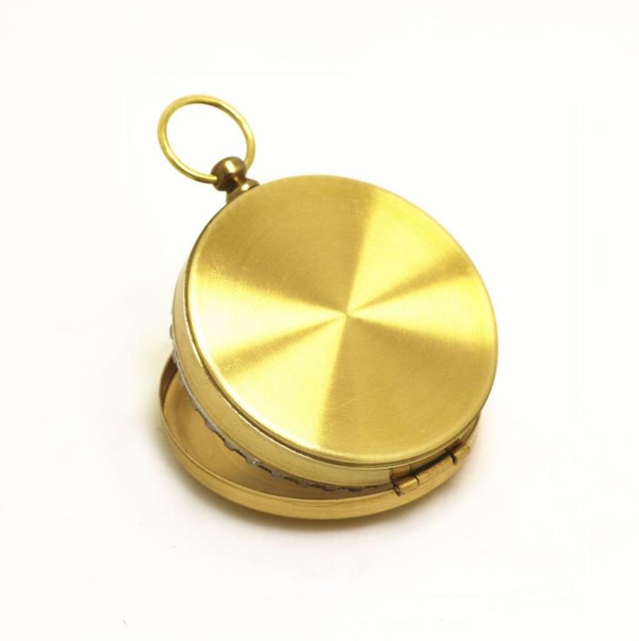 KTX-709523 Copper Pocket Watch Compass - Metal Flip Outdoor Navigation Tool