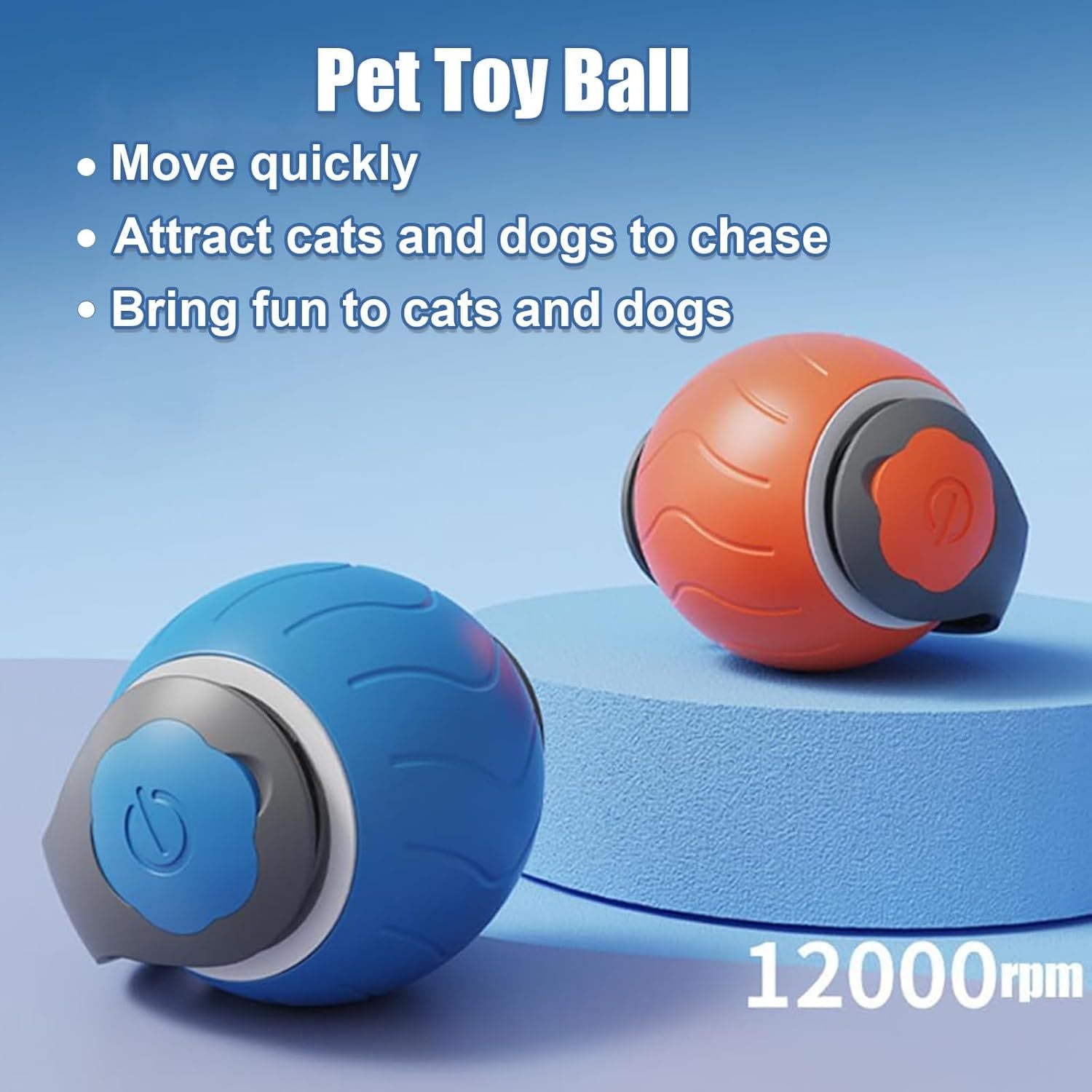 HKM-690259 Interactive Cat Ball Toy with Dual Speed Adjustment & USB Rechargeable Battery for Indoor Play