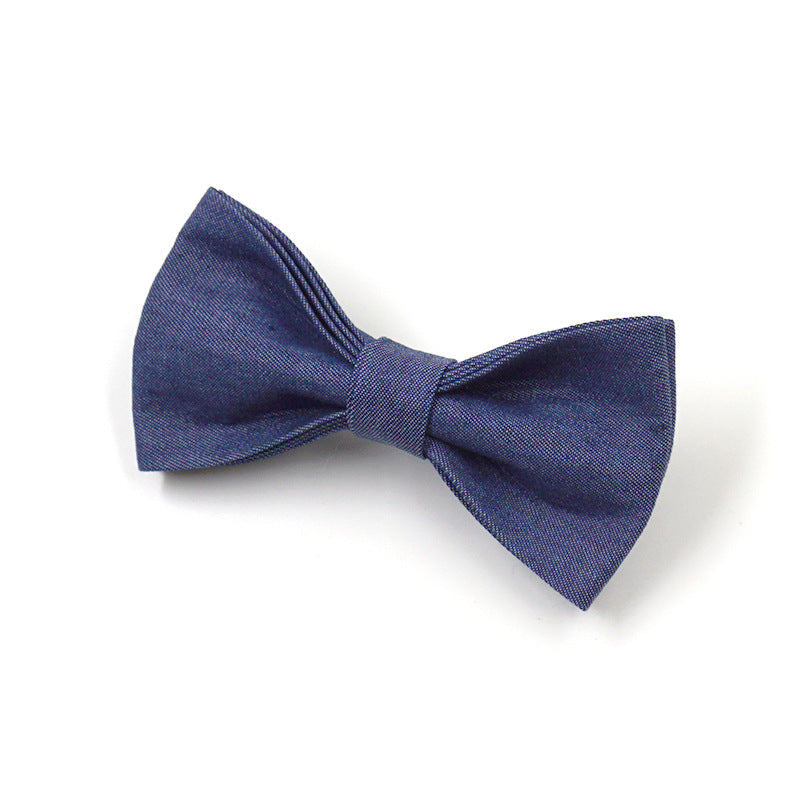HKM-709203 Denim Bow Tie Pet Collar and Leash Set with Gold Buckle