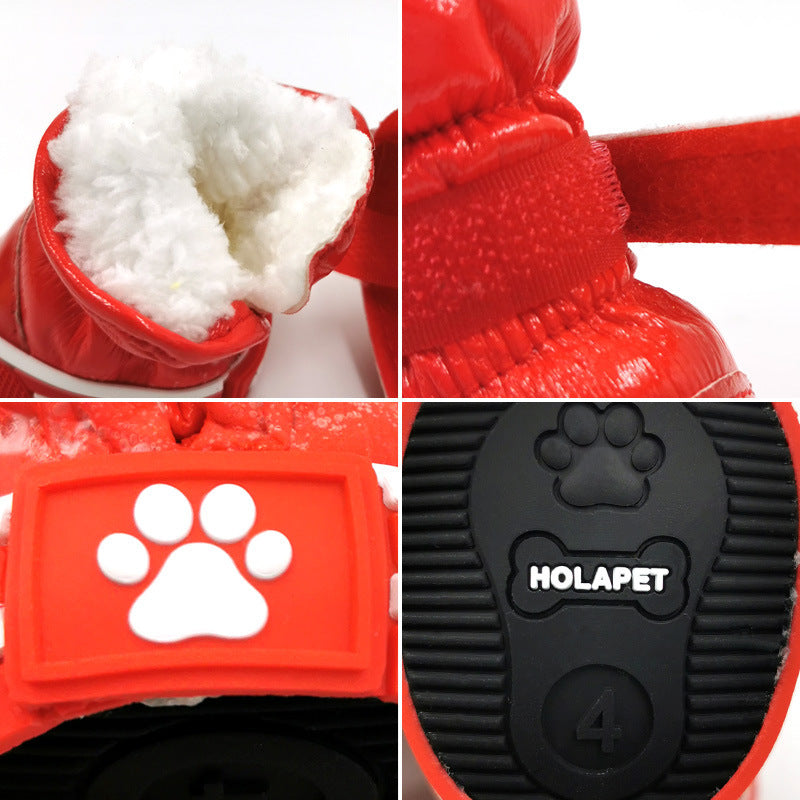 HKM-075283 Cotton Dog Ski Boots - Waterproof, Non-Slip, Warm, and Wear-Resistant Shoes for Pets