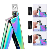 HKM-638099 Stainless Steel U-Shaped Nail Clipper for Gel and False Nails in Rainbow Gold and Silver Finish