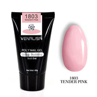 HKM-105491 Poly Nail Gel Kit for Nail Extension and Design - 45g Transparent Jelly Gel and 100 Nail Tips