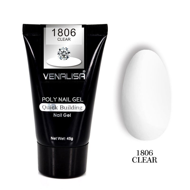 HKM-105491 Poly Nail Gel Kit for Nail Extension and Design - 45g Transparent Jelly Gel and 100 Nail Tips