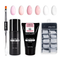 HKM-105491 Poly Nail Gel Kit for Nail Extension and Design - 45g Transparent Jelly Gel and 100 Nail Tips