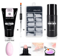 HKM-105491 Poly Nail Gel Kit for Nail Extension and Design - 45g Transparent Jelly Gel and 100 Nail Tips