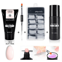 HKM-105491 Poly Nail Gel Kit for Nail Extension and Design - 45g Transparent Jelly Gel and 100 Nail Tips