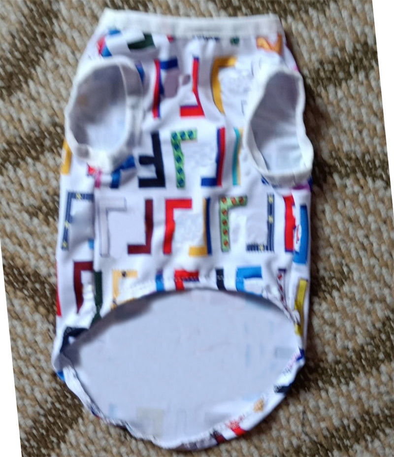HKM-303507 New Letter Full Print Dog Vest - Stylish Polyester Pet Suit in Black and White, Available in Multiple Sizes