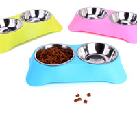HKM-830355 Eco-Friendly Silicone Dog Bowl Set - Non-Toxic, Non-Slip, Easy to Clean, Stainless Steel Inner, Perfect for Food and Water
