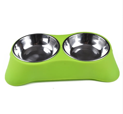 HKM-830355 Eco-Friendly Silicone Dog Bowl Set - Non-Toxic, Non-Slip, Easy to Clean, Stainless Steel Inner, Perfect for Food and Water