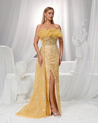 HKM-202707 Elegant Orange Evening Gown for Women - EZ25101