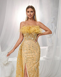 HKM-202707 Elegant Orange Evening Gown for Women - EZ25101