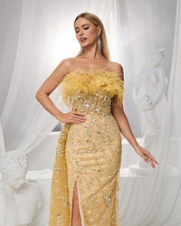 HKM-202707 Elegant Orange Evening Gown for Women - EZ25101