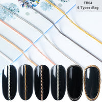 HKM-366483 Metal Chain Nail Decoration in Gold and Silver Alloy – 5g Nail Art Sequins
